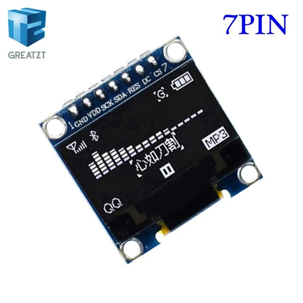 0.96 7PIN White 0,96 дюймов IIC Серийный желтый синий OLED дисплей модуль 128X64 IEC SSD1306 12864 плата с ЖК-экраном GND VCC SCL SDA 0,9" для Arduino - Цвет: 0.96 7PIN White