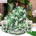 Одноразовая посуда с зелеными листьями монстеры, гавайская тропическая принадлежности для вечеринок, гавайский Луау, декор для летней вечеринки, джунгли, сафари