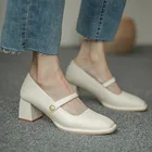 Туфли-лодочки женские, с квадратным носком, на квадратном каблуке, с пряжкой и жемчугом, офисные, 8557N, 2020
