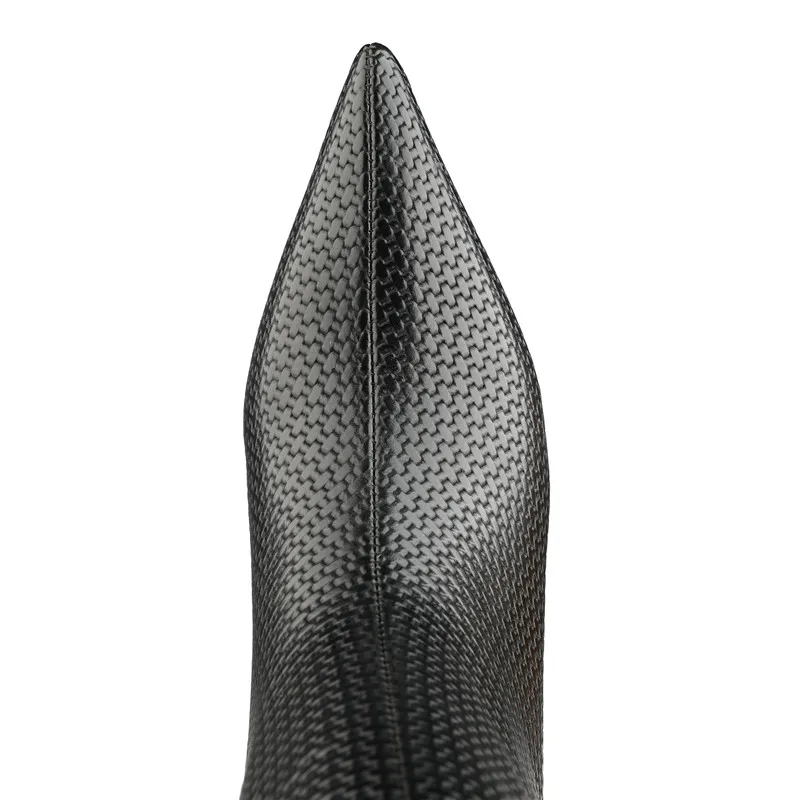 Однотонные женские высокие ботинки с острым носком на шпильке элегантная