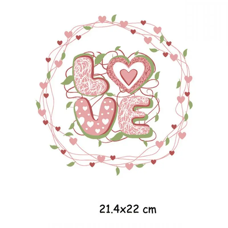 

21.4x22cm Love Letters Valentine Iron On Patches For DIY Heat Transfer Clothes T-Shirt Thermal Stickers Decoration Printed