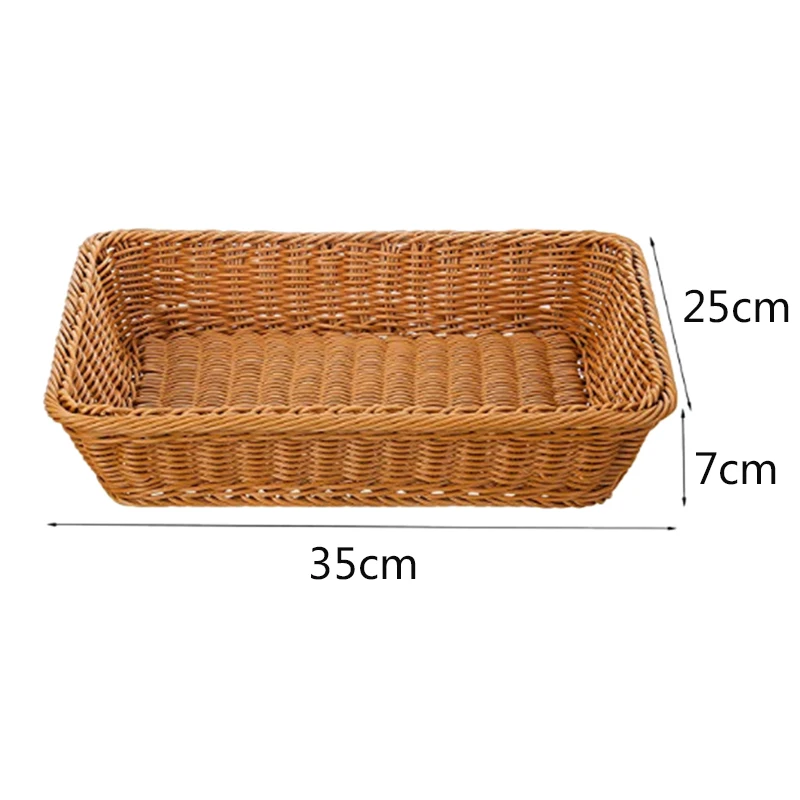 Wicker Storage Basket Bread Shop Supermarket Display Woven Tabletop Food Fruit Vegetables Restaurant Servin | Дом и сад