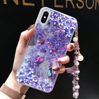 with hand strap liquid quicksand soft tpu case for huawei honor v40 9x 20 30s 8a 9 10x 10 lite 8x cases for huawei p30 p40 lite