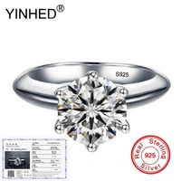 send certificate yinhed 100 925 sterling silver ring 2 carat cz diamond solitaire ring women wedding enaggement jewelry zr670