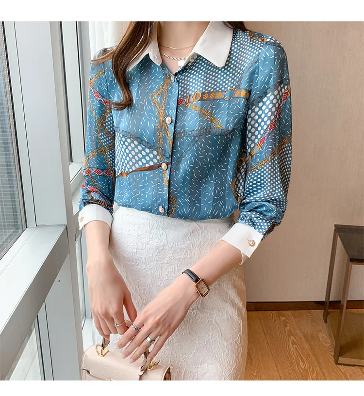 

Ранняя весна 2021, Новая женская темпераментная рубашка с длинными рукавами, Женская свободная Модная Повседневная рубашка с кукольным ворот...