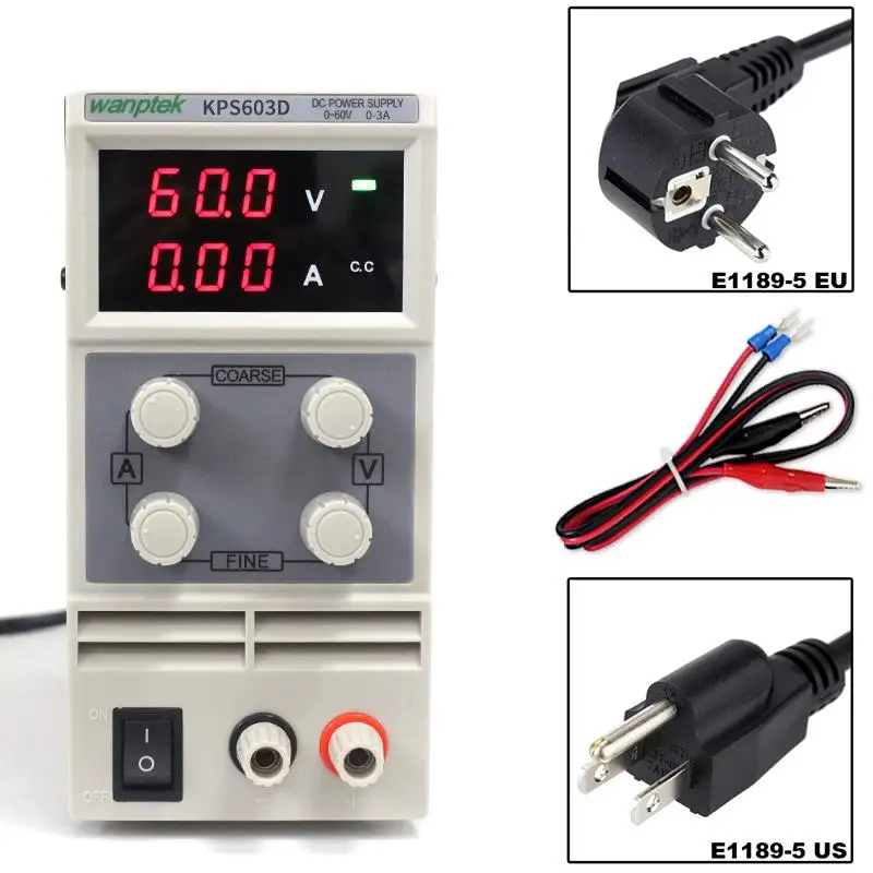 

KPS603D High precision double LED display switch DC Power Supply protection function 0-60V/0-3A 110V-230V 0.1V/0.01A EU