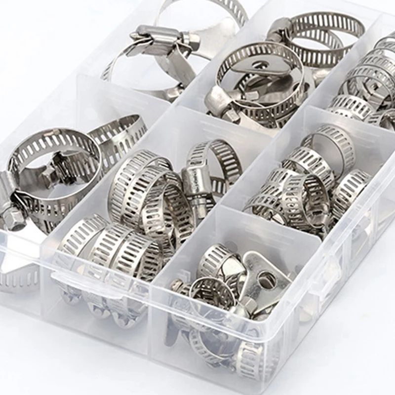 

41Pcs Worm Gear Hose Clamp Adjustable 8-38mm Key Clamp Hose Clip Set for Water Pipe Plumbing Application