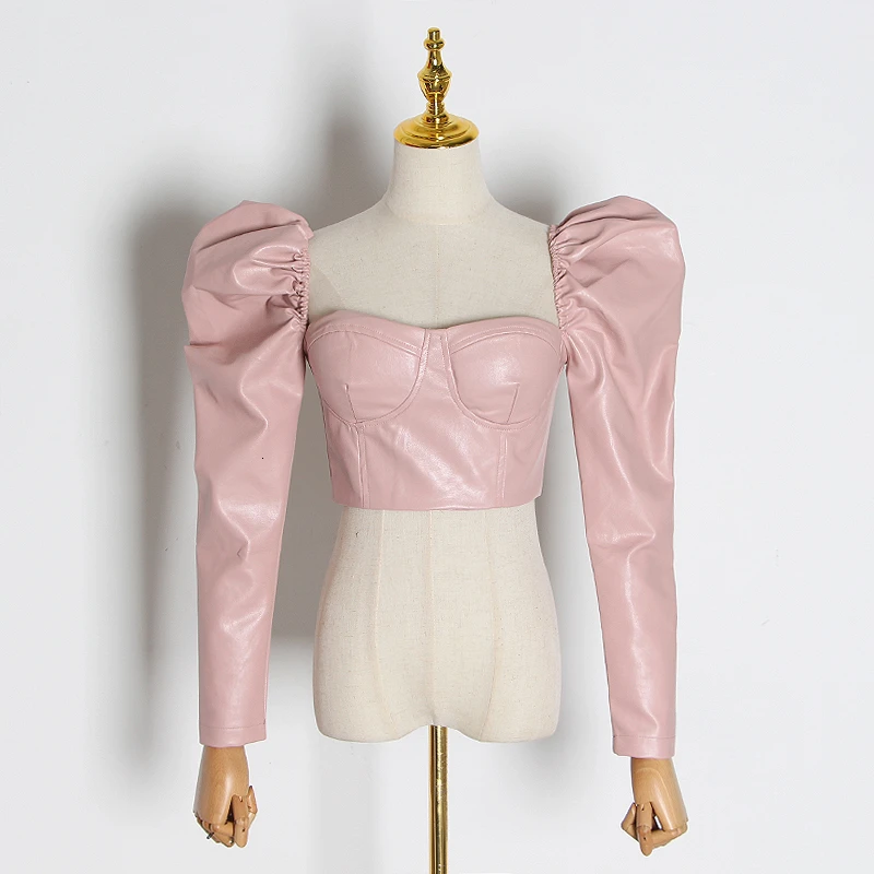 Винтажная короткая женская блузка с открытой спиной квадратный воротник пышная