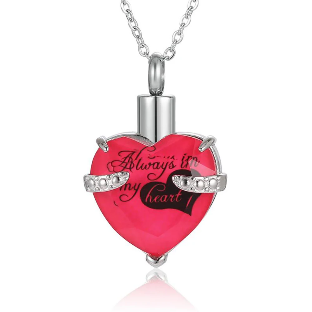 Нержавеющая сталь Стекло всегда в моем сердце кулон кремационной урны Цепочки и