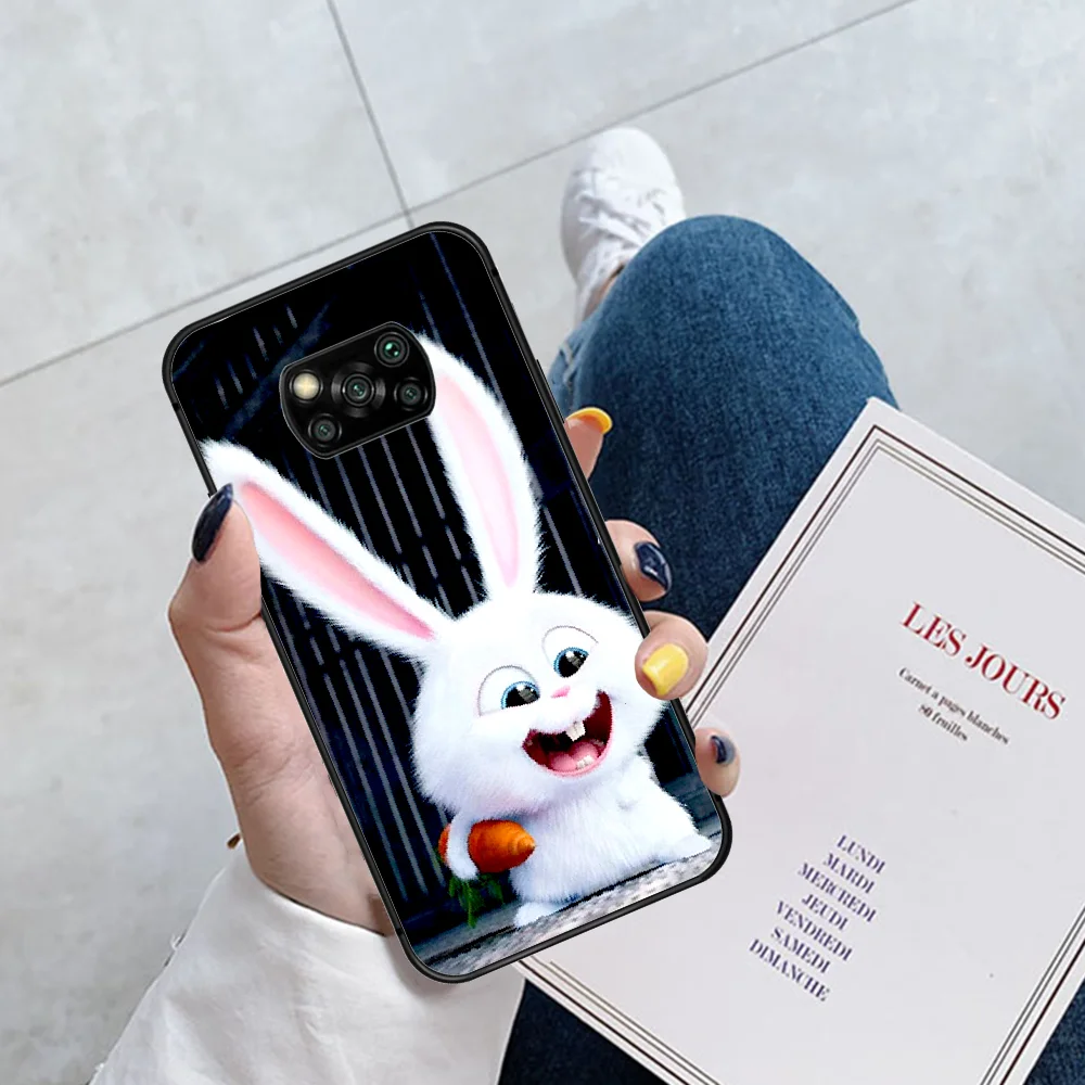 

Secret Pets Cute White Rabbit Phone Case Cover Hull For Xiaomi Mi A2 A3 8 9 SE 9T 10 10T Lite Pro Ultra Poco X3 black Funda