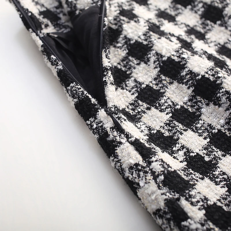 

SHINYMORA 2020 New Autumn Winter High Waisted Warm Plaid Skirt Female Vintage Elegant Black White Check Slim Midi Women Skirt