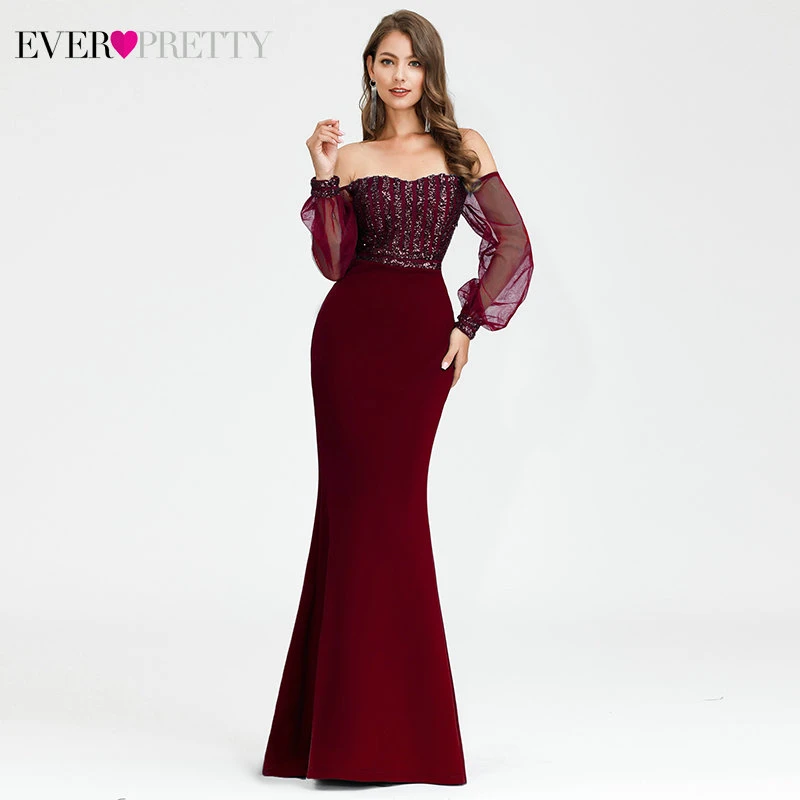 Женское вечернее платье с блестками Ever Pretty фатиновое открытыми плечами и длинным