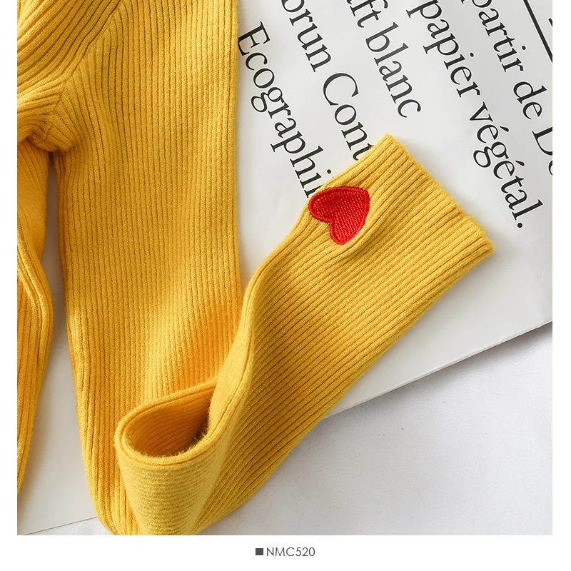 Зимний корейский женский свитер сердце вышивка гольф с длинными рукавами