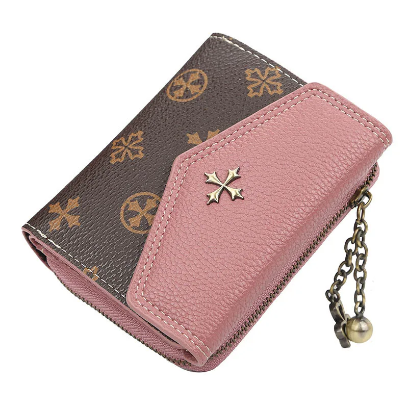 pink Модные короткие женские кошельки, брендовый топ с блёстками, качественные женские кошельки из искусственной кожи, держатель для карт, Женский кошелек с застежкой-молнией для девочек - Цвет: pink