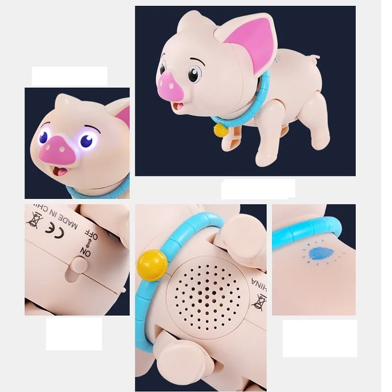 Интерактивные игрушки умная собака кошка свинья игрушки милые животные Робот СВЕТОДИОДНЫЙ звук глаза умные электронные игрушки для домашних животных для детей