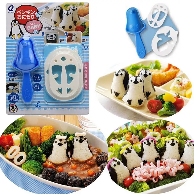 

Onigiri Maker Set Rice Ball Mold Cute Sushi Penguin Mould Onigiri Mold Tool Gadgets Kitchen Punch Bento Sandwich DIY