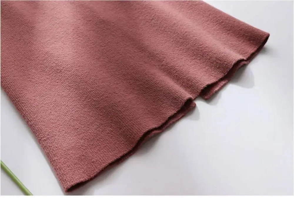 Осенне зимняя шерстяная вязаная юбка с высокой талией и разрезом Женская