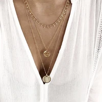tocona charms gold color chain chockers necklace elegant geometry multi layer pendant jewelry for women accessories collar 8279
