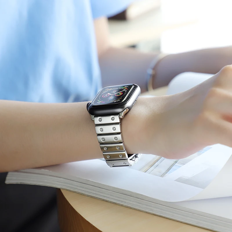 Ремешок HOCO из нержавеющей стали для Apple Watch Series 6 5 4 3 2 1 металлический браслет с