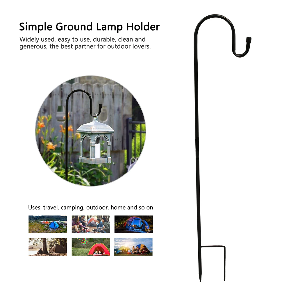 

120cm Outdoor Light Pole Ground Holder Lamp Hook Fixing Pole Hanger Detachable Outdoor Lantern Stand Camping Travel Equipment
