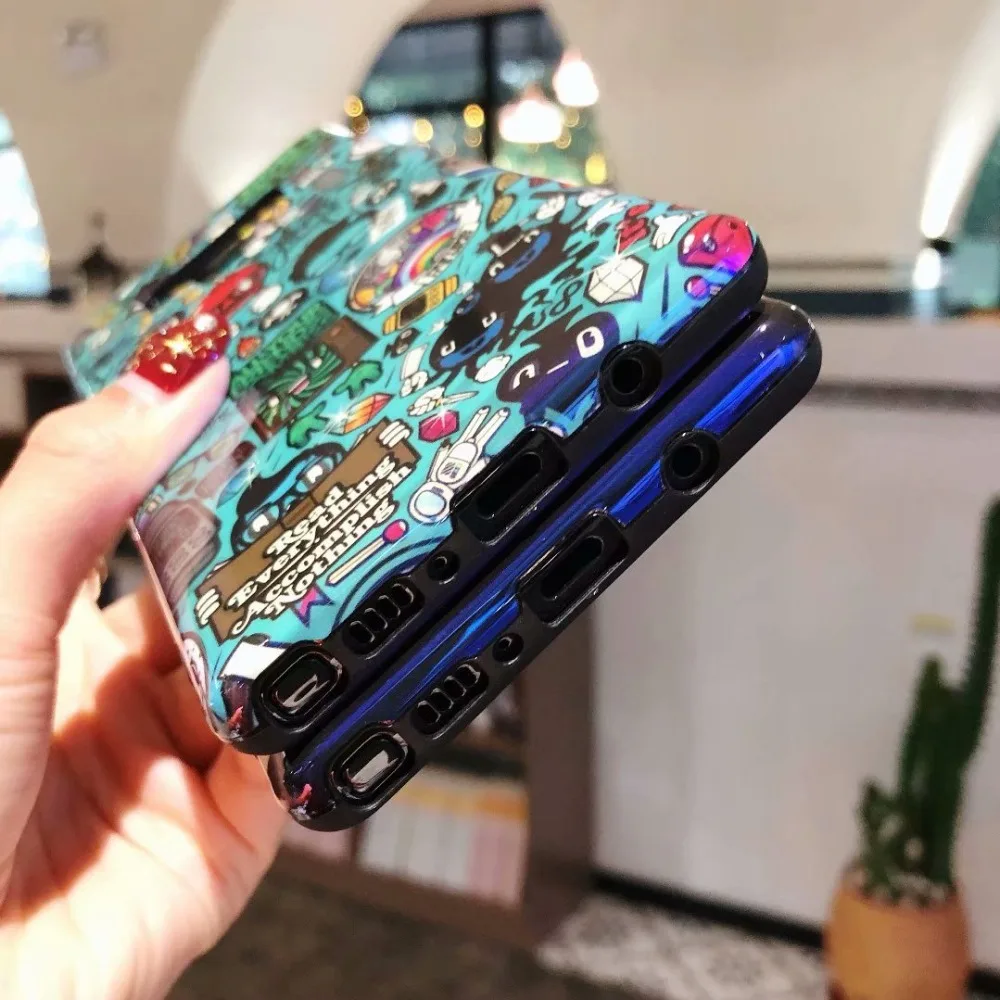 Мультяшный чехол Note 9 для Samsung Galaxy 10 Plus 8 мягкий с синим светом из ТПУ IMD задняя