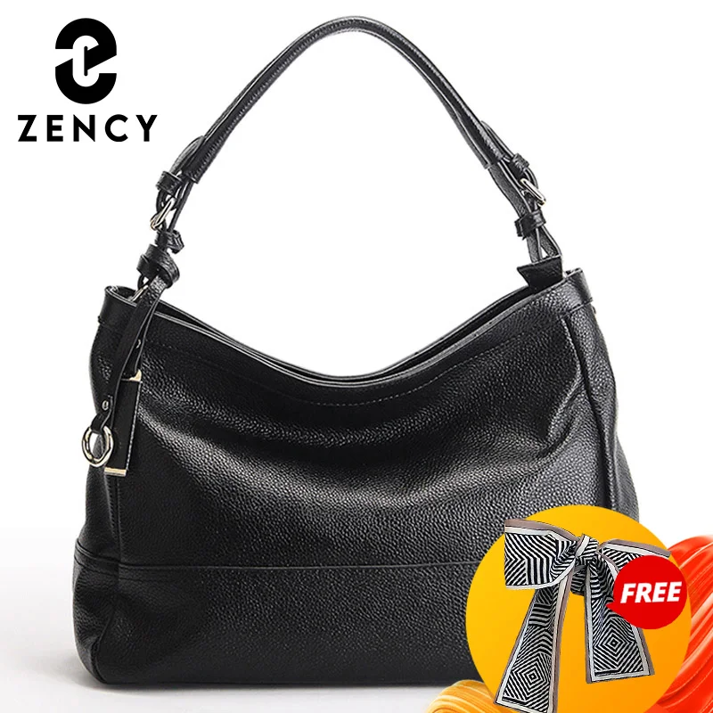 Zency 100% натуральная кожа Весенняя бежевая сумка модная женская на плечо большая