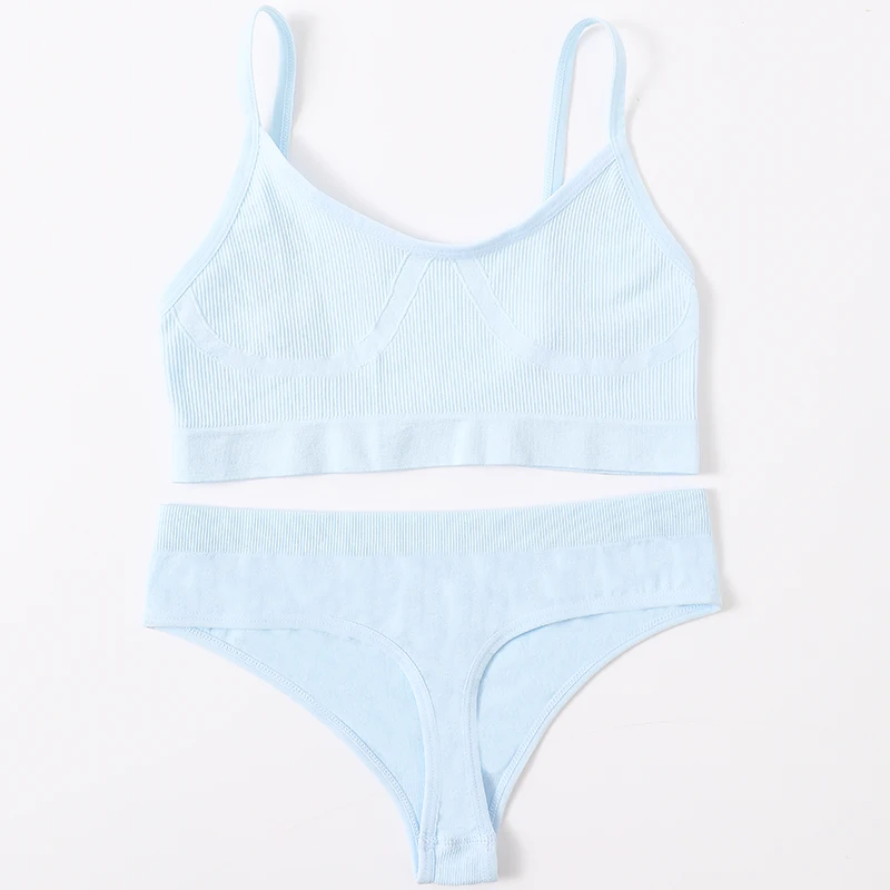 

Women Bra Panties Set Sexy G-String Push Up Bra Crop Top Seamless Underwear Fitness Active Bra Top Thongs Female Lingerie Set