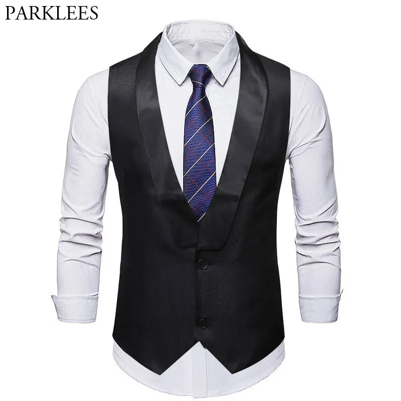 Британский мужской жилет шаль с воротником джентльмен Молодежный Повседневный