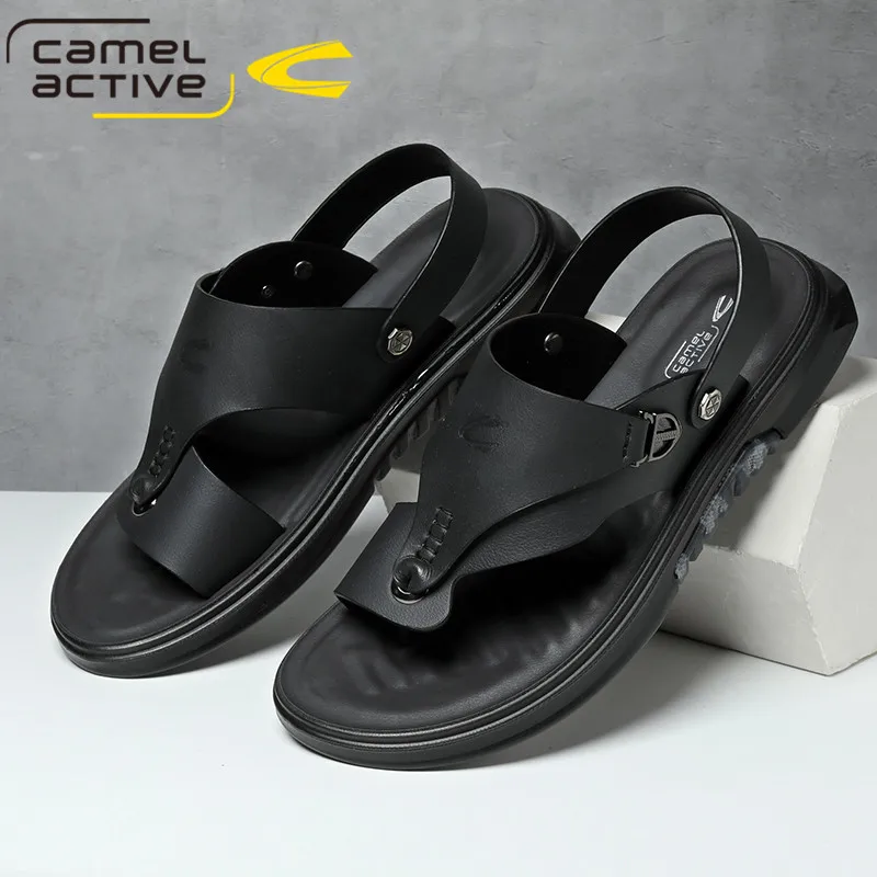 Мужские Пляжные босоножки Camel Active коричневые повседневные кожаные сандалии на