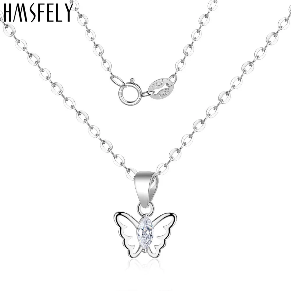 HMSFELY подвеска бабочка из настоящего серебра 925 пробы женское ожерелье ювелирные