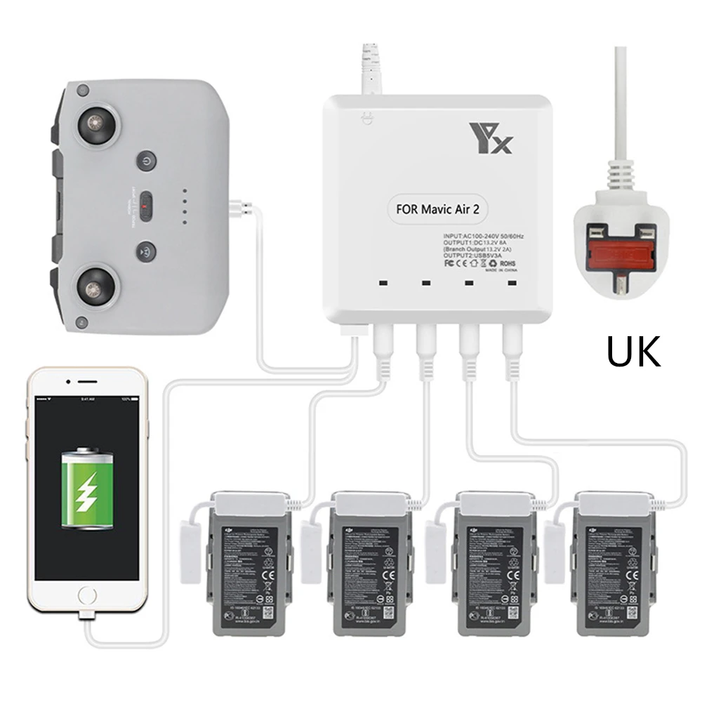 

6 в 1 интеллигентая (ый) втулка для быстрой зарядки нескольких Батарея Зарядное устройство для DJI Mavic Pro Air 2s / Mavic Air 2
