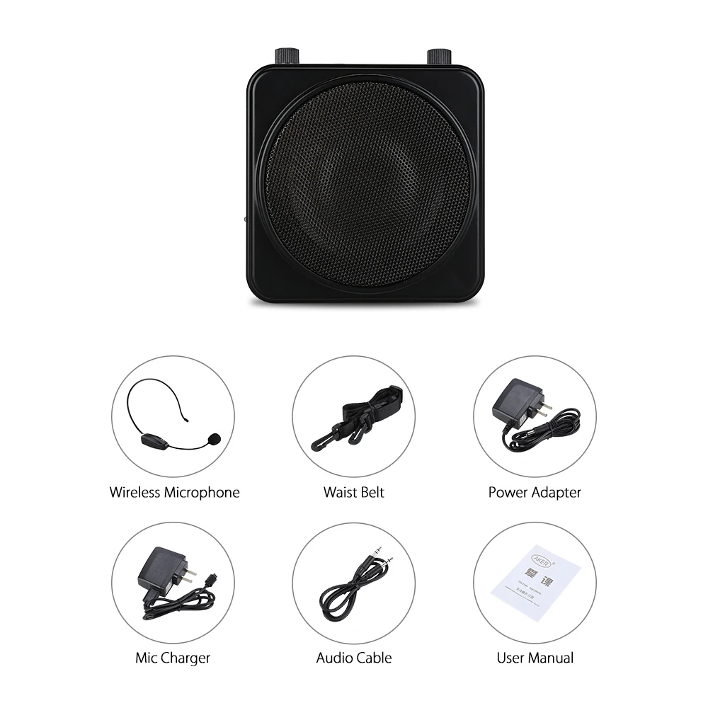 Aker MR2500W 22W Портативный беспроводной Bluetooth 2200mA усилитель голоса динамик гарнитура