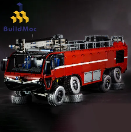 

BulidMOC Fire Fighting MOC-4446 Airport Crash Tender Boat Building Blocks Crane City Firefighter Bricks Children Toys