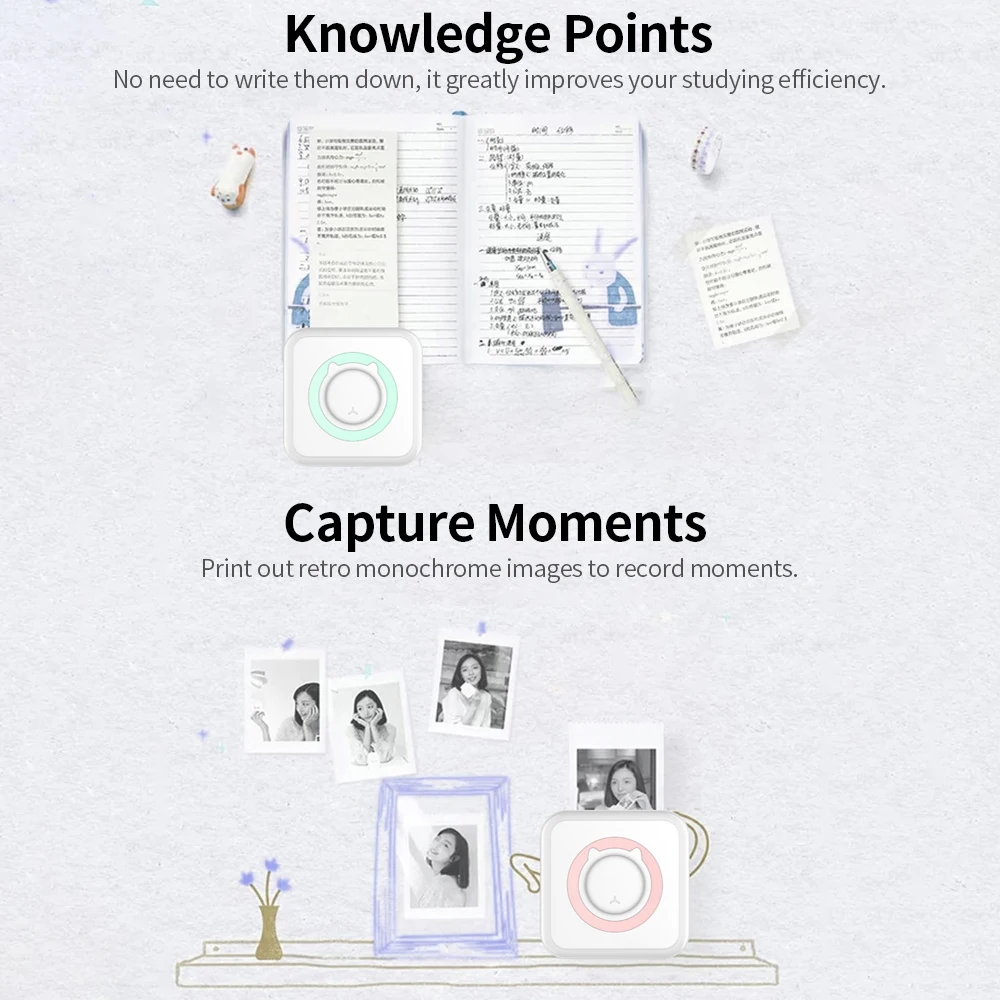 Карманный термопринтер BT миниатюрный перезаряжаемый принтер для