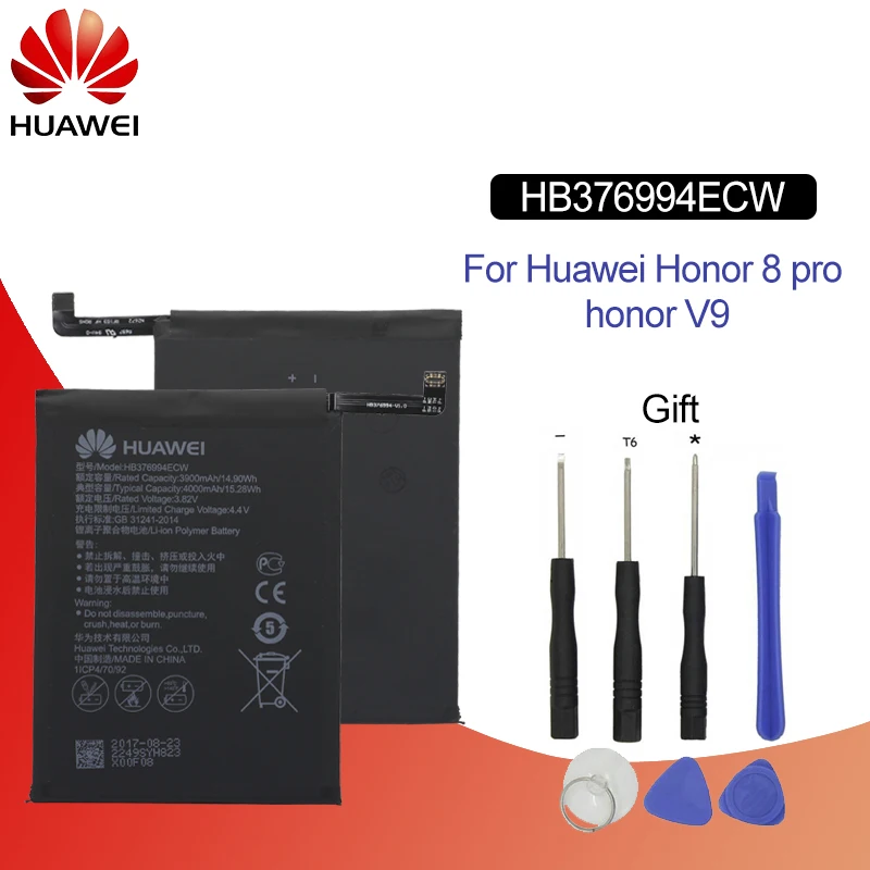 Huawei Honor 8 Pro Аккумулятор HB376994ECW для Honor 8 huawei V9 DUK-AL20 DUK-TL30 запасная батарея 4000 мАч