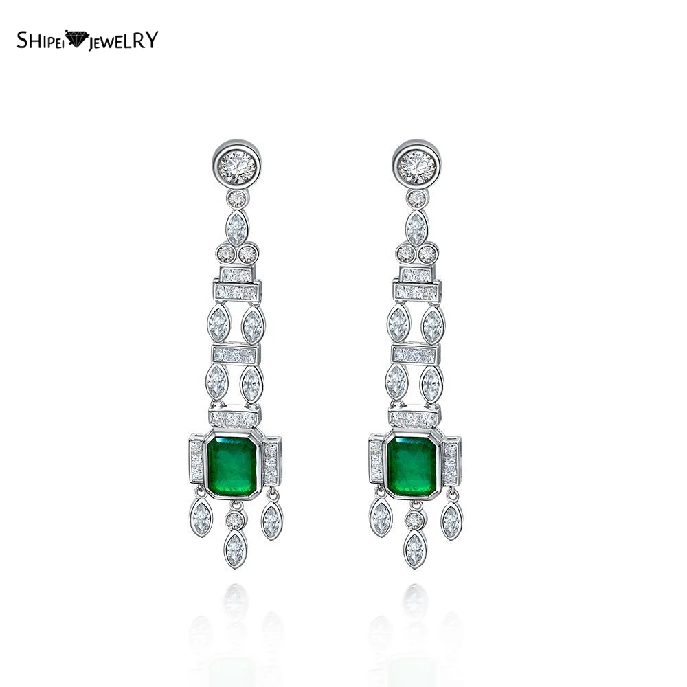 

Серьги-гвоздики женские из серебра 925 пробы, с изумрудами