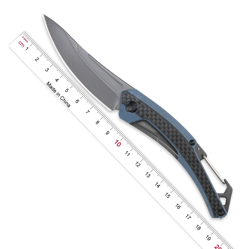 Складной нож 8Cr13MoV синий серый G10 ручка с накладкой из углеродного волокна крюк