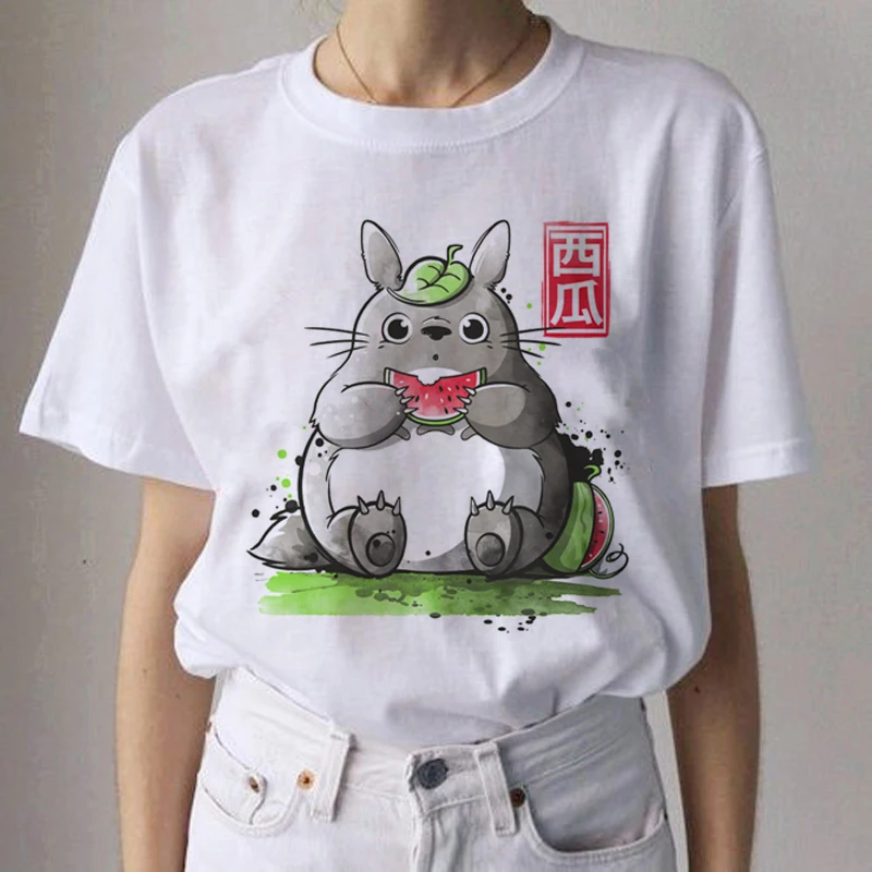 Totoro Studio Ghibli Kawaii Harajuku футболки для женщин Miyazaki Hayao забавная футболка с героями мультфильмов Мода 90s милая футболка Футболки женские