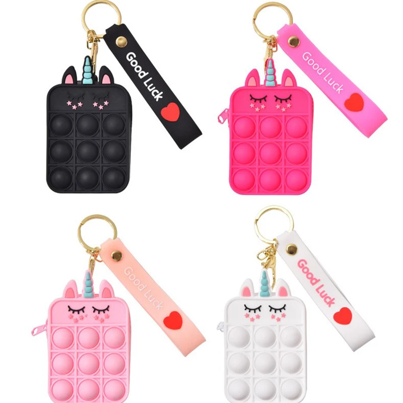 

New Fidget Toy Popper Sensory Popet Silicone Push Bubble Stationery Storage Bag Popite Poppit Decompression Coin Purse