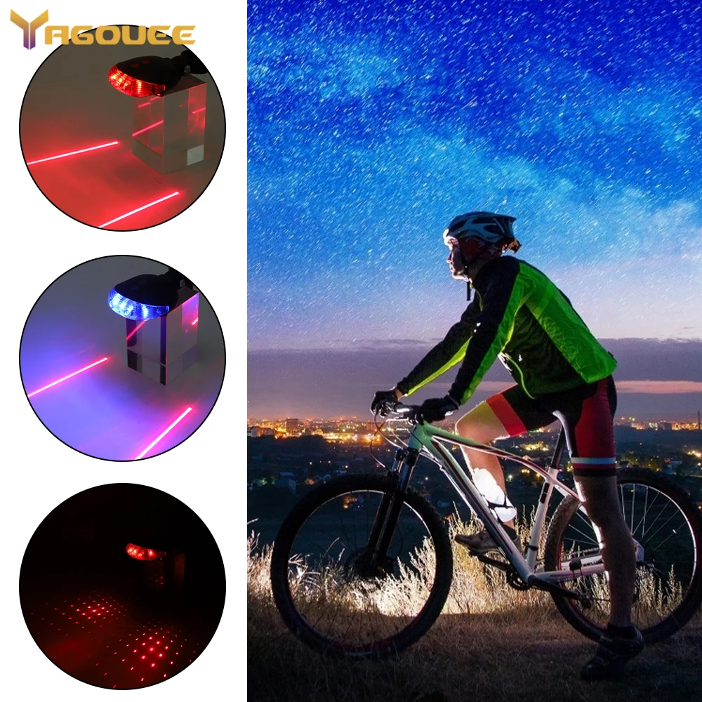 

Bicycle lamp rear bike high visibility tail light led mtb lights accessories goods for bicycle Taillight LED Laser Safety bikes