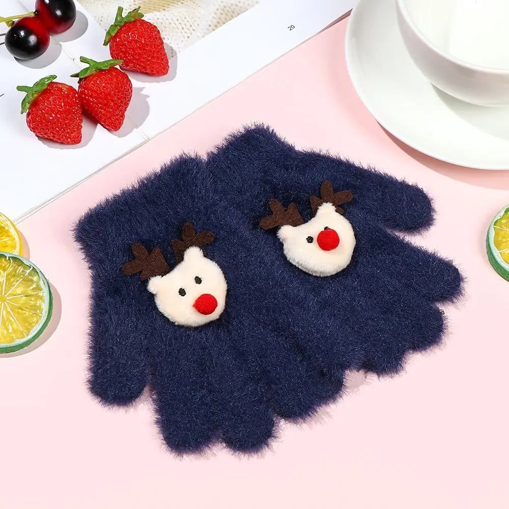 

Plush Winter Cartoon Cold Protection Half-finger Gloves Knitted Gloves Children's Warm Gloves Mink