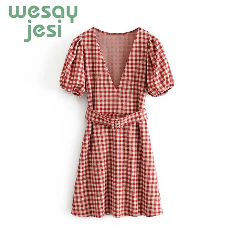 Женское платье Осеннее элегантное стильное vestidos de ep v образный вырез в клетку