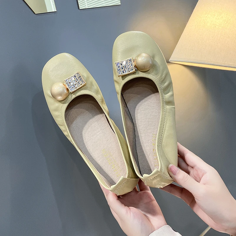 

Two-tone Square-toe Women's Shoes Shallow Mouth Flat Shoes One Pedal Single Shoes Breathable Casual Shoes