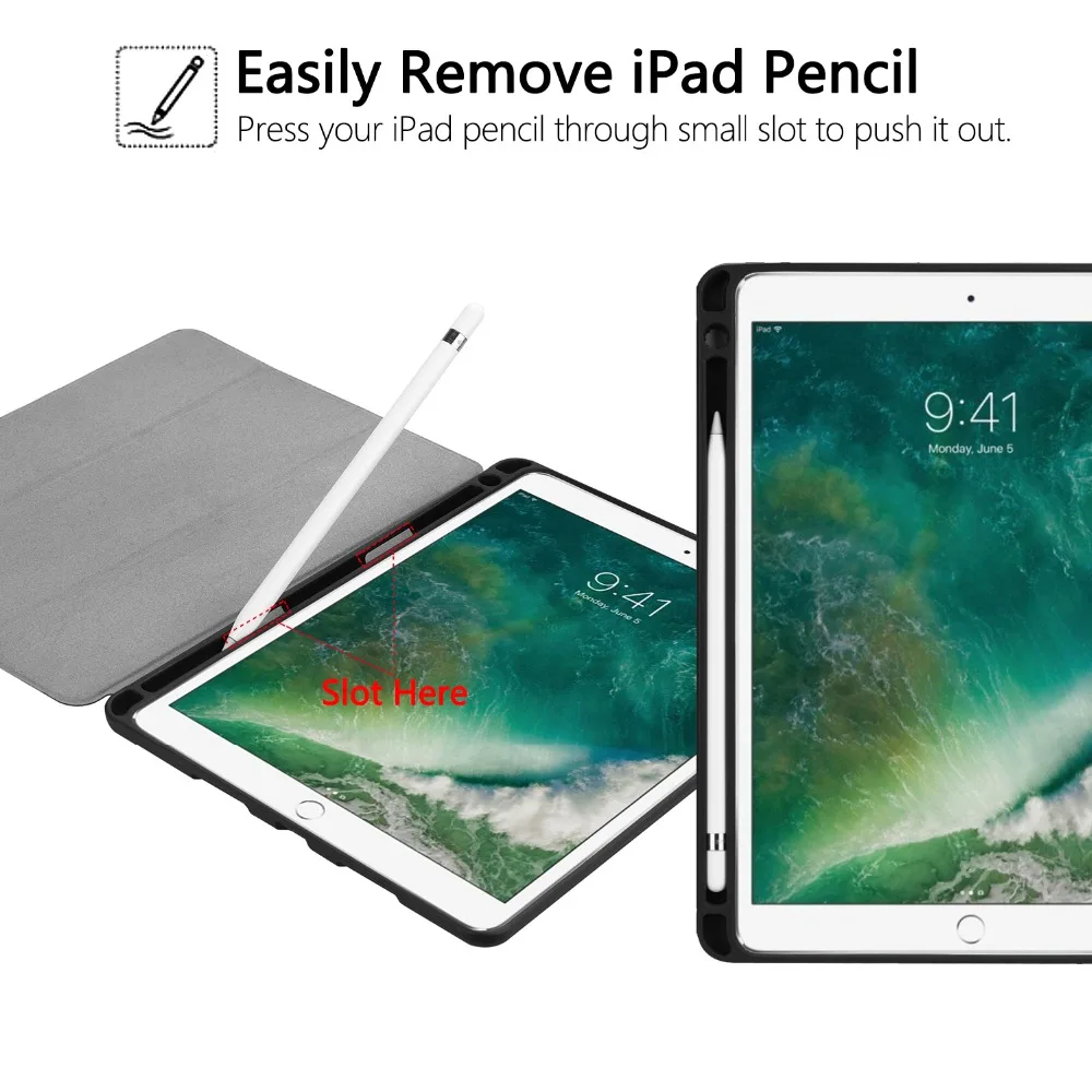 Чехол для iPad Air 3, 10,5 дюймов,, Фолио, резиновый, умный чехол, мягкий, ТПУ, задний Чехол с карандашом, для iPad Pro10.5 дюймов