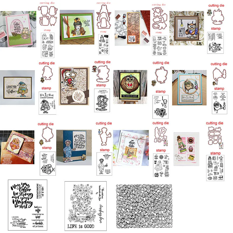 

Coffee And Tea Collections Metal Cutting Dies&Cordinating Stamps For Scrapbooking Craft Die Cut Card Making Embossing Stencil 32