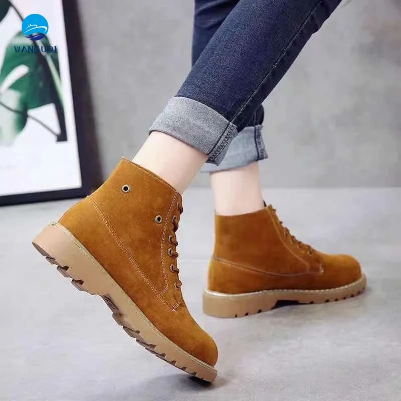 

2021 hot autumn and winter Korean women's short boots low heel boots casual fashion all-match frosted suede flat women's boots