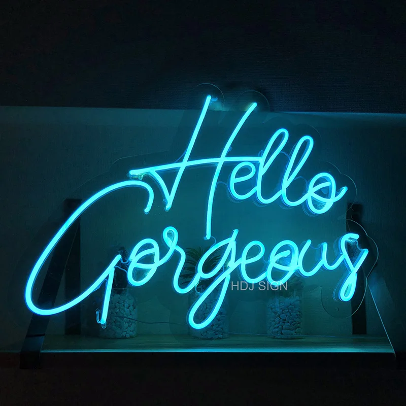 

Hello Gorgeous Flex Led Neon Sign Custom Light 12V Hustle Party Bar Pub Wedding Decoration Neon ToP