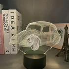 Акриловый 3d лампа автомобиля Volkswagen Beetle модель цветной ночной Светильник для детей ребенок Украшения в спальню Батарея приведенный в действие светодиодный ночной Светильник