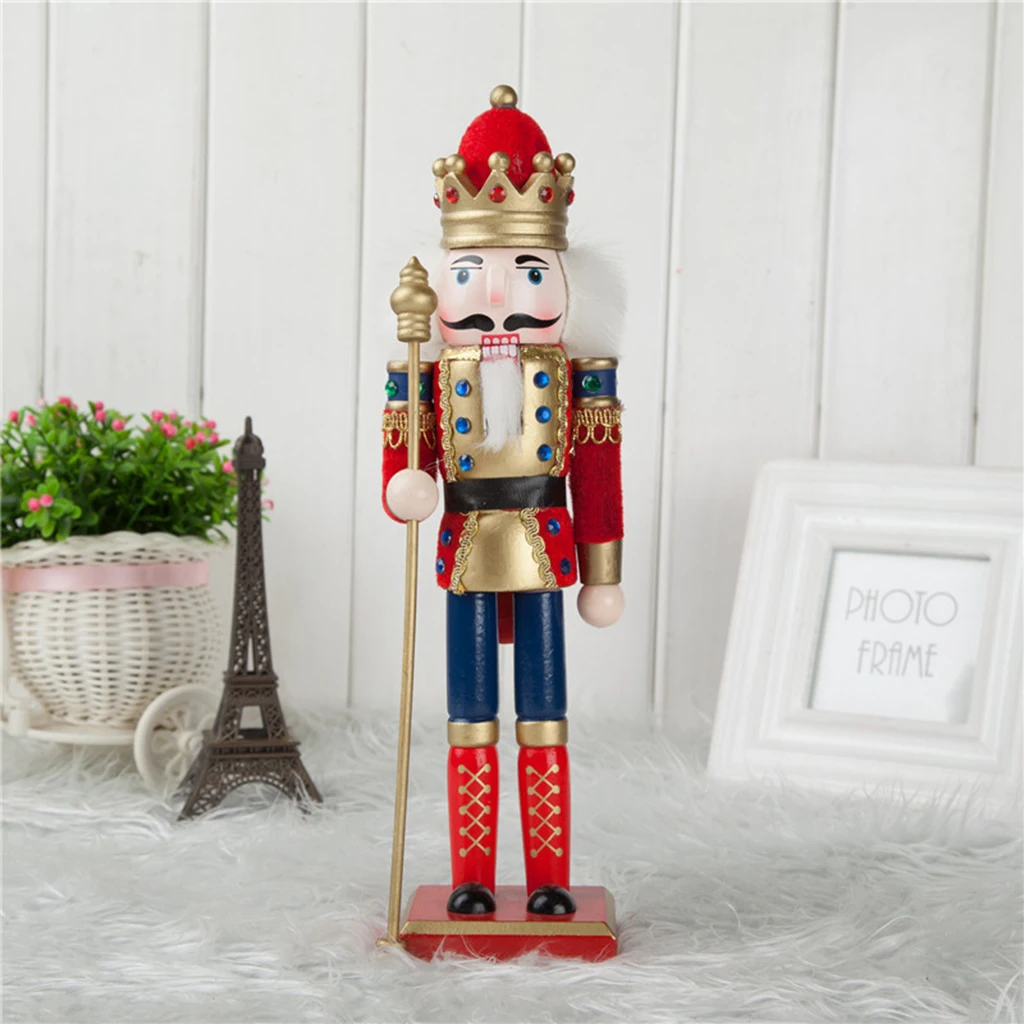 2Pcs/Lot 30cm Hand Painted Wooden Nutcracker King Drummer Solider Figurine Puppet Doll Toy Soldier Display Ornament | Дом и сад