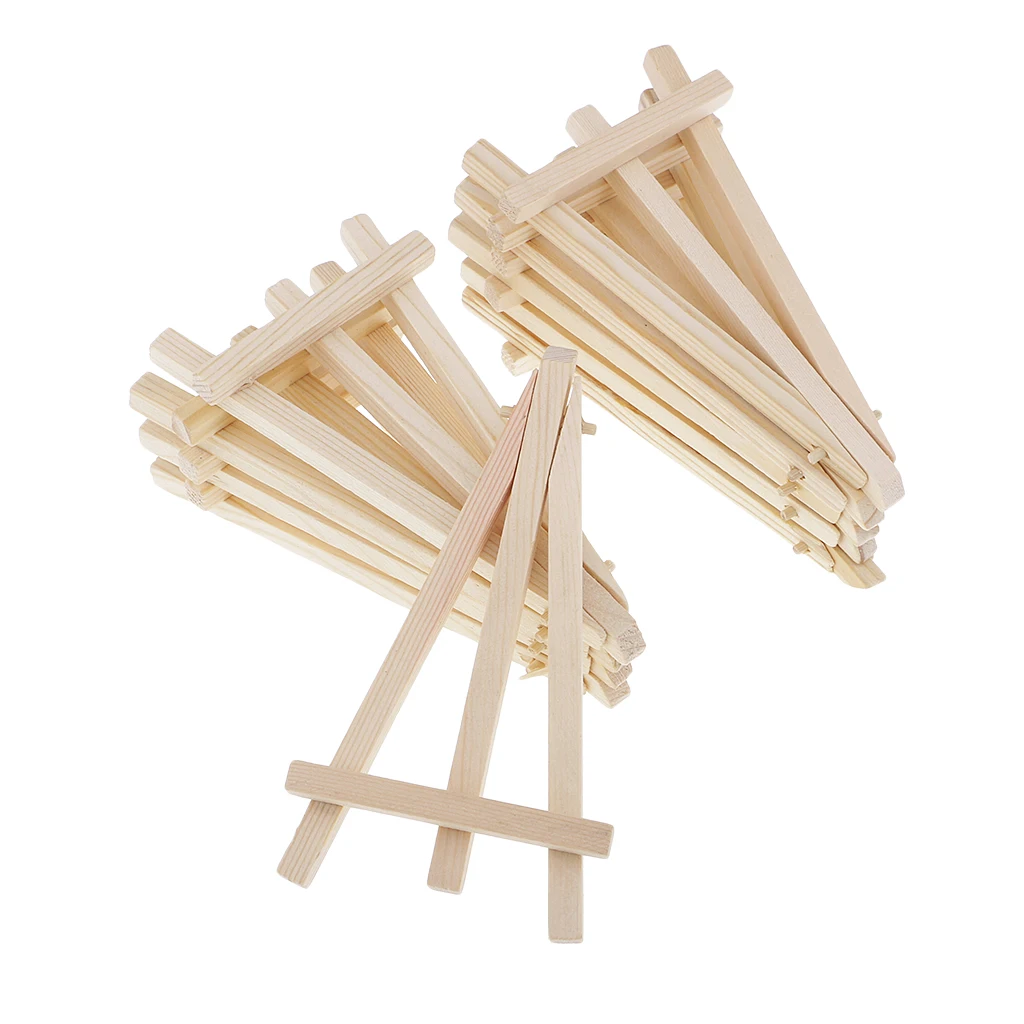 

10 Pieces Mini Wooden Tripod Easel Display Painting Stand Card Canvas Holder